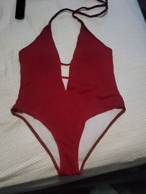 Zaful Red Trim One-Piece Swimsuit
